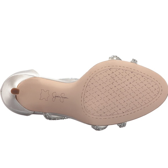 New Jessica Simpson Jamalee White Satin Beaded Rhinestone Stiletto Sanda… - Picture 10 of 10